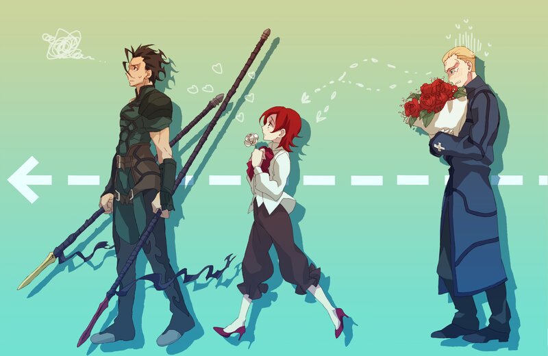 Three Characters Walking — Green