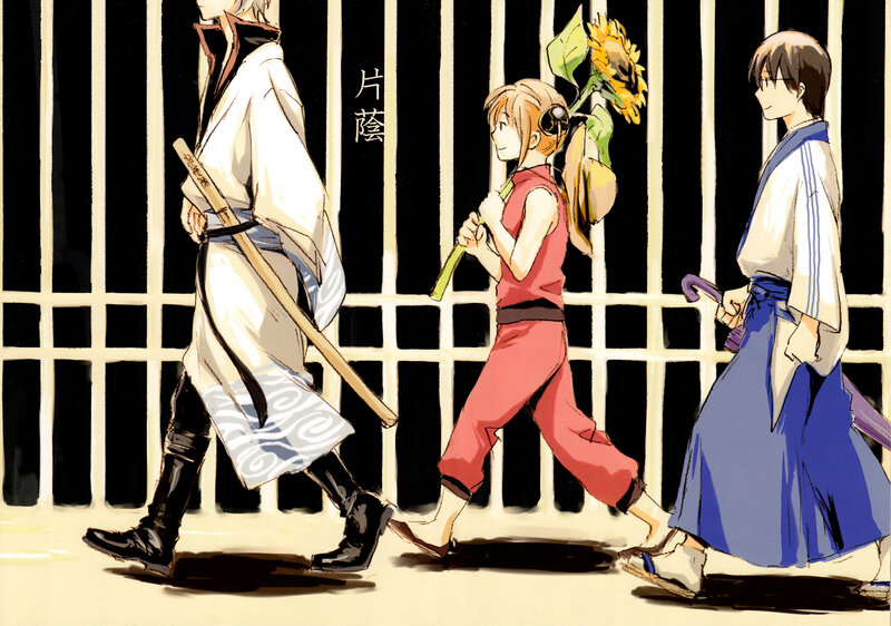 three characters walking together