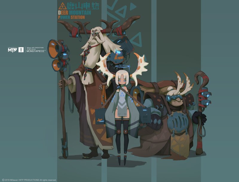 Three Characters with Antlers