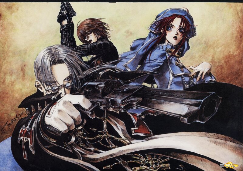 Three Characters with Guns — Brown