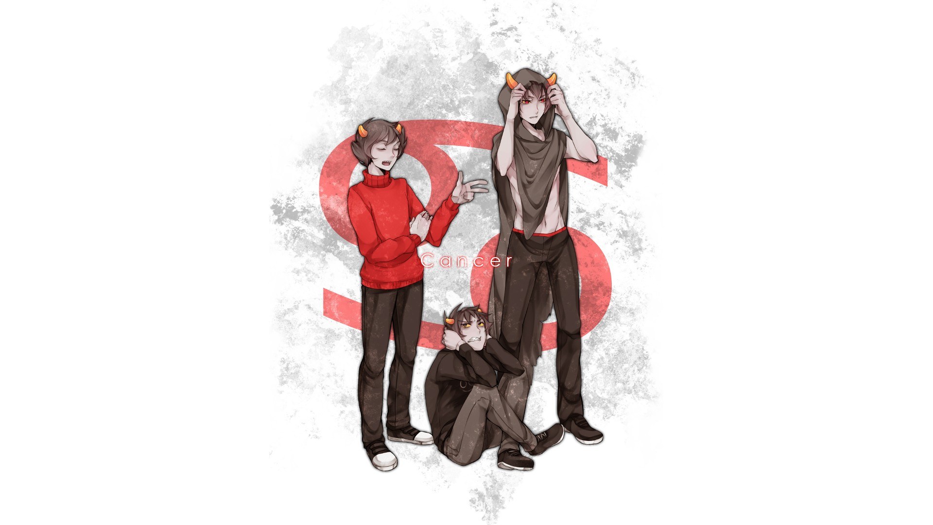 three characters with horns