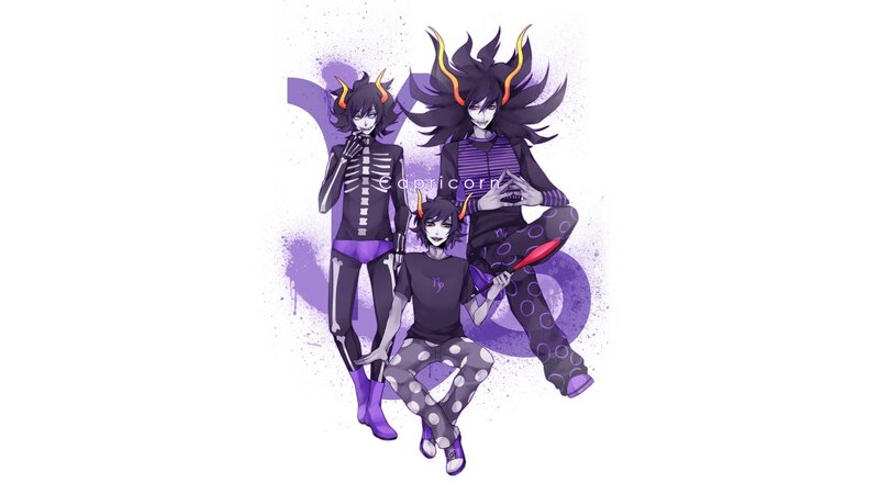Three Characters with Horns — Purple