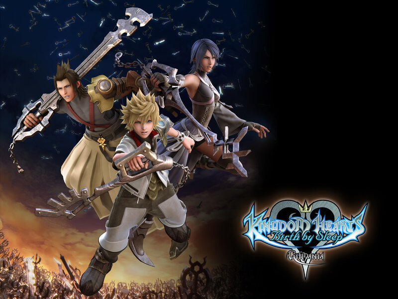 Three Characters with Keyblades — Blue