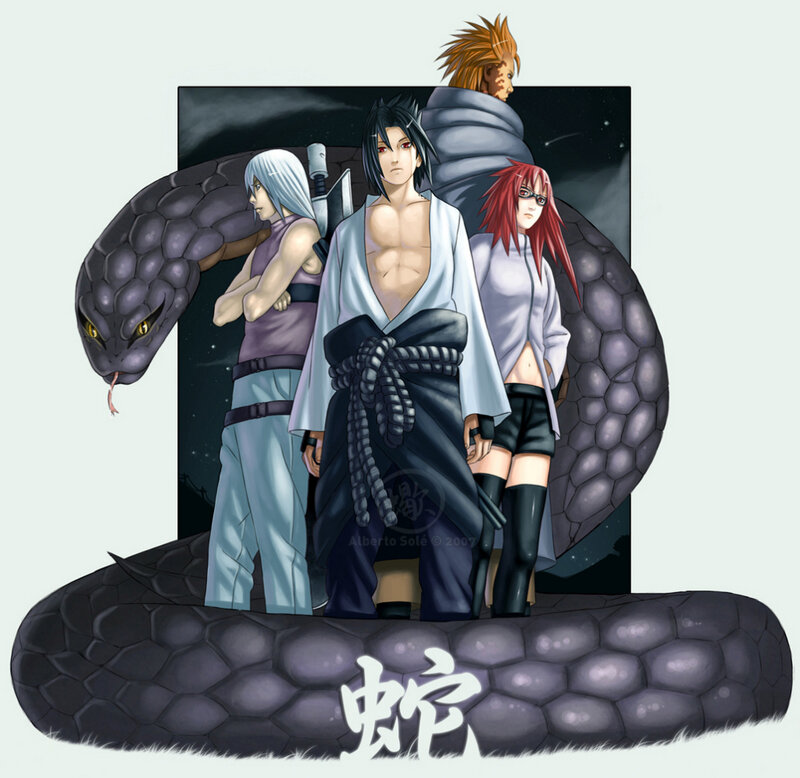 Three Characters with Snake
