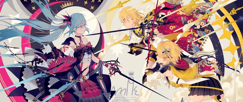 Three Characters with Swords — Blue, Dramatic
