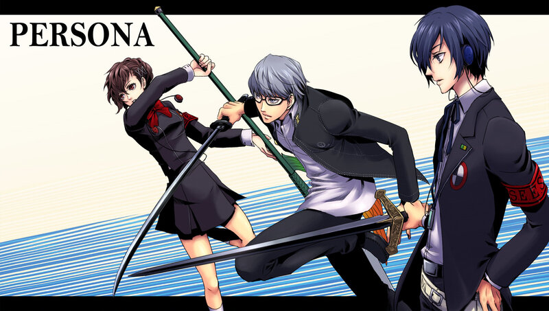 Three Characters with Swords — Blue