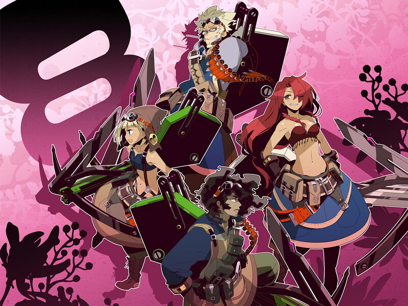 Three Characters with Weapons — Pink