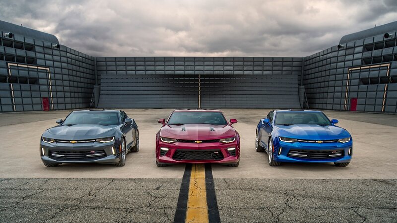 Three Chevrolet Camaro Cars — Gray, Dramatic