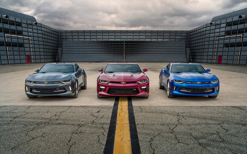 Three Chevrolet Camaro Cars — Gray