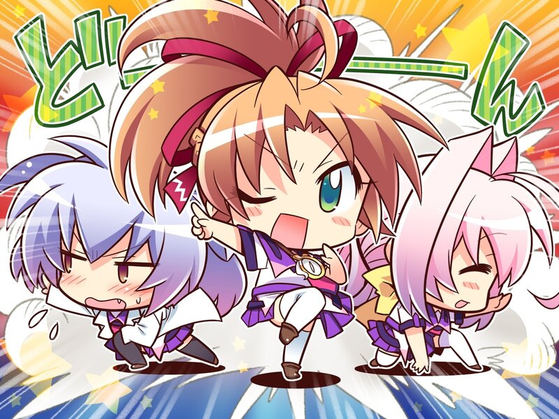 Three Chibi Anime Girls — Purple