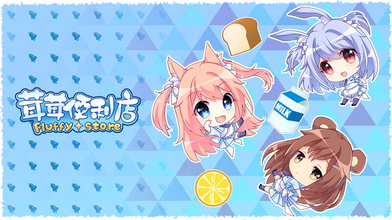 Three Chibi Characters — Blue, Playful, Anime