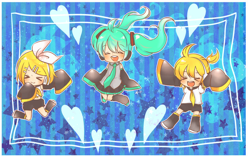 Three Chibi Characters — Blue, Playful