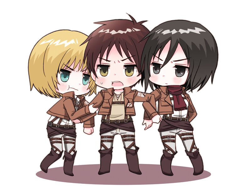 Three Chibi Characters — Brown