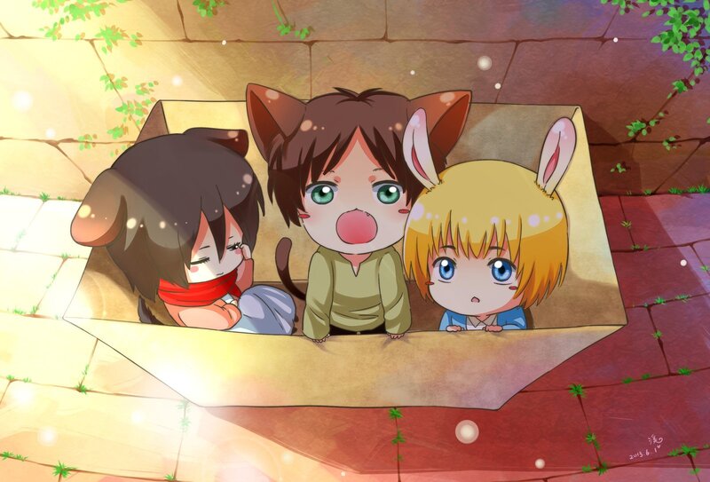 Three Chibi Characters in Box — Yellow, Peaceful