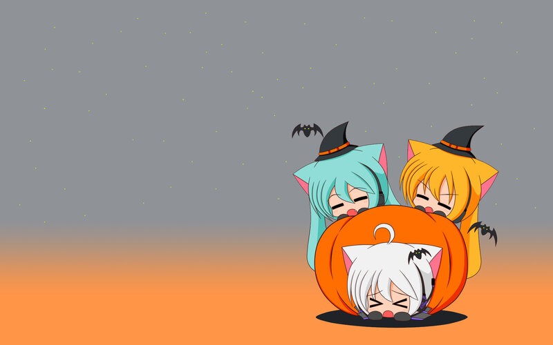Three Chibi Characters in Pumpkin