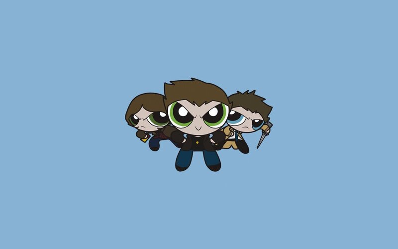 Three Chibi Characters — Light Blue, Playful