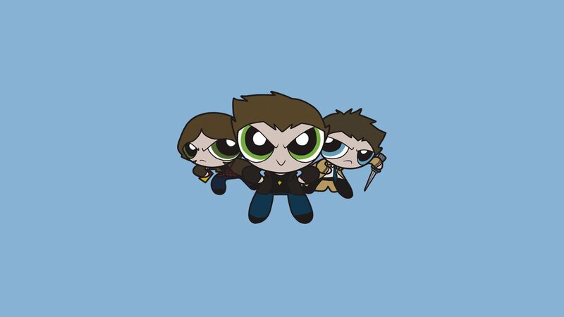 Three Chibi Characters — Light Blue