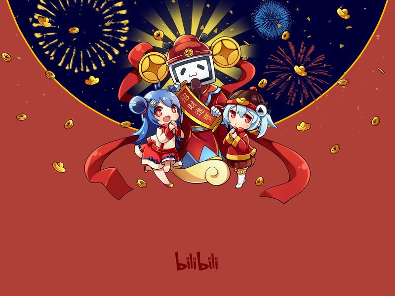 Three Chibi Characters — Red, Festive