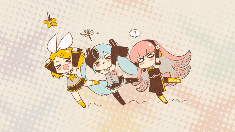 Three Chibi Characters Running