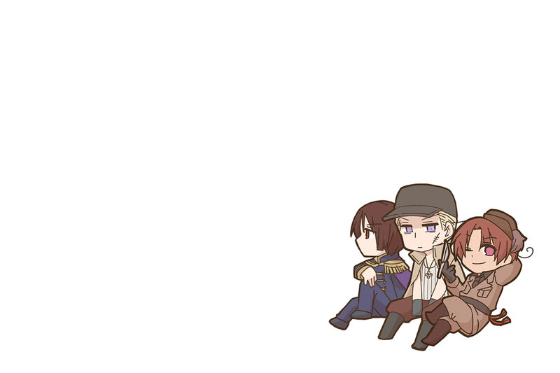 Three Chibi Characters Sitting