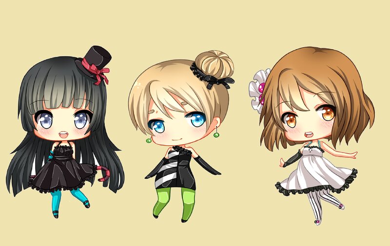 Three Chibi Girls — Beige