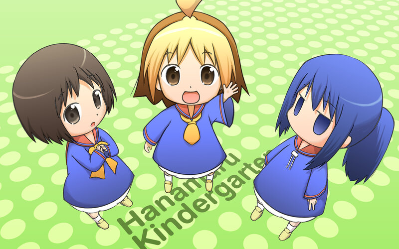 Three Chibi Girls — Blue, Playful