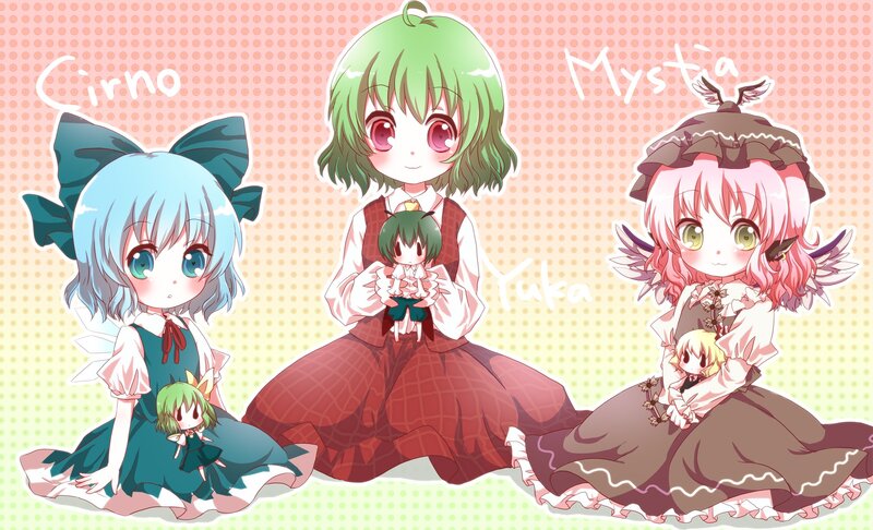 Three Chibi Girls — Green