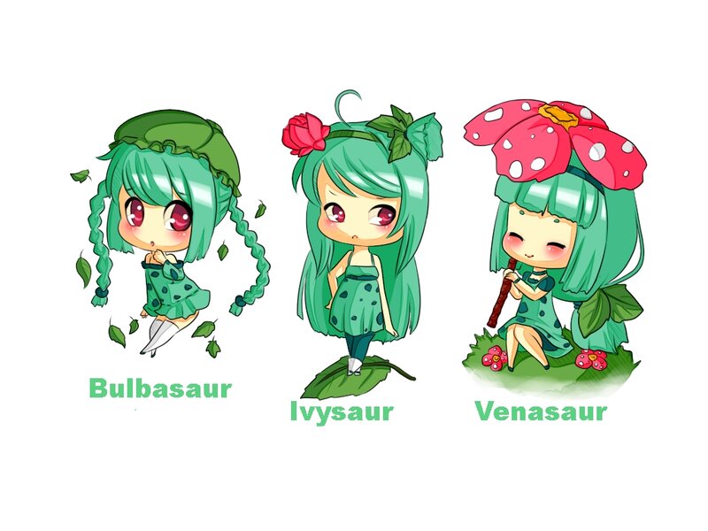 Three Chibi Plant Characters