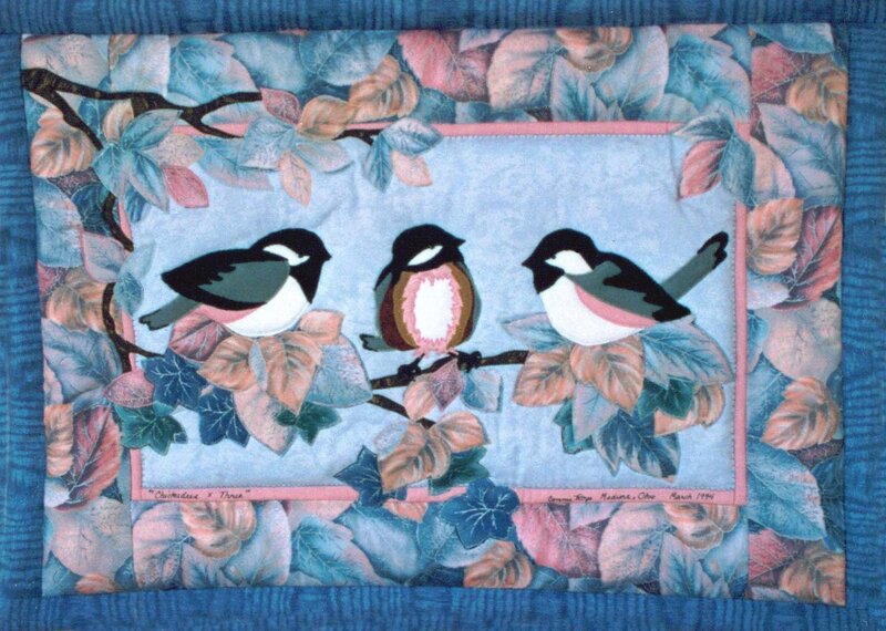 Three Chickadees Quilt Art