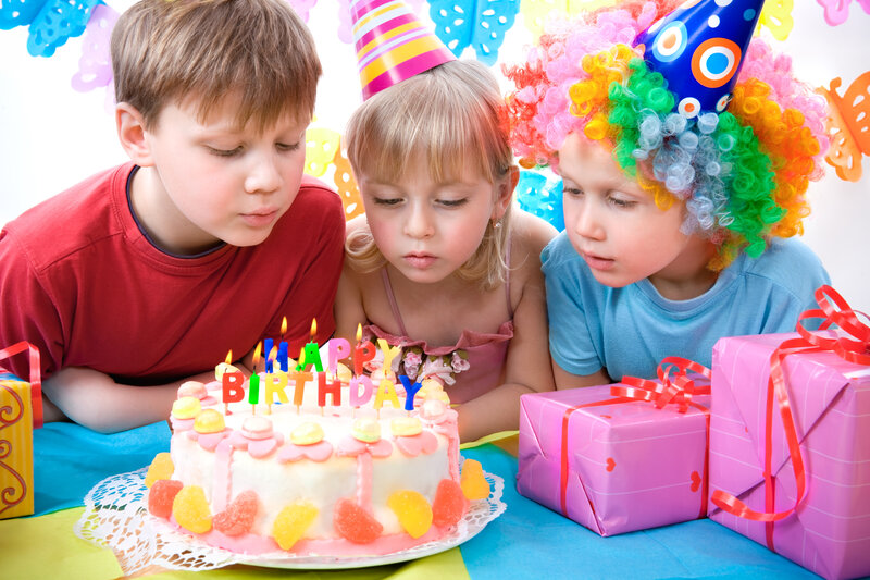 Three Children at Birthday Party — Pink, Festive, Afternoon
