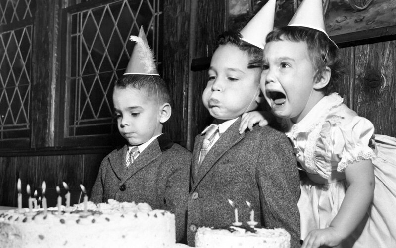 Three Children at Birthday Party