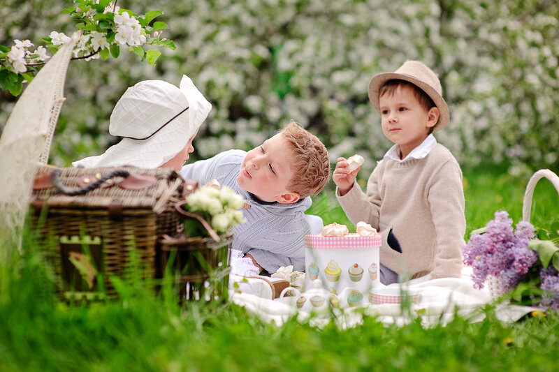 Three Children at Picnic