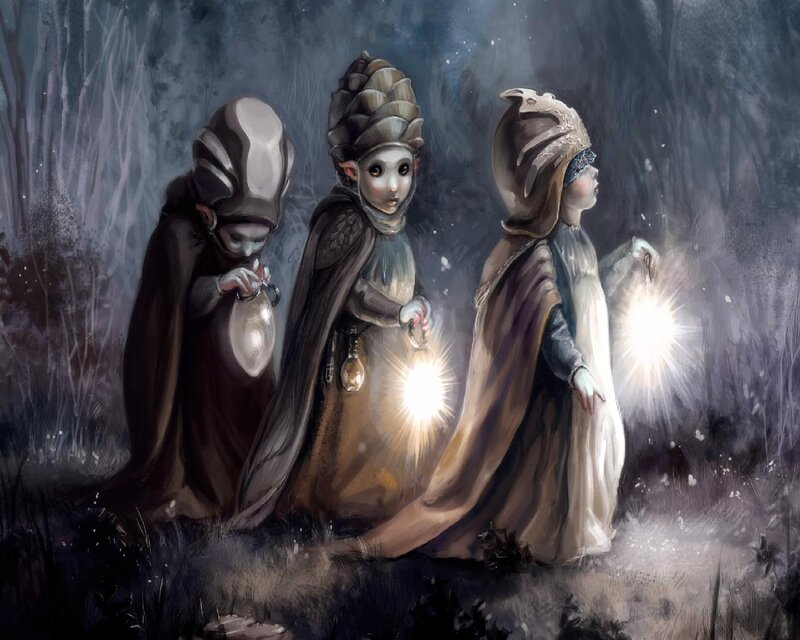 Three Children in Forest