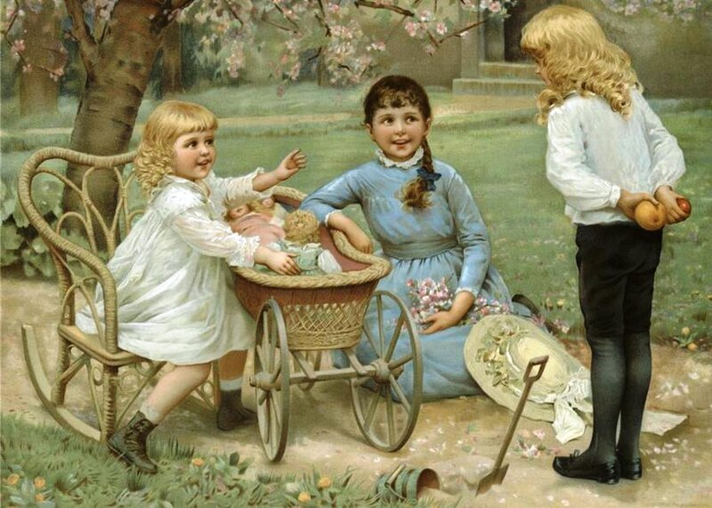 Three Children in Garden