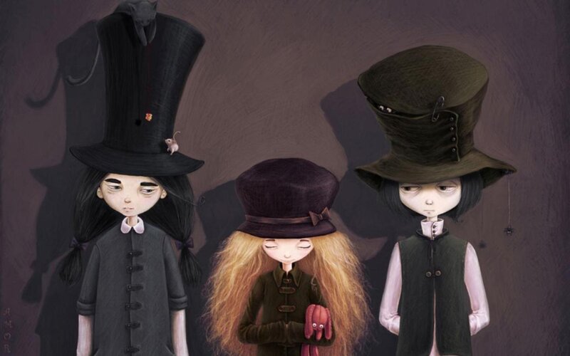 Three Children in Hats