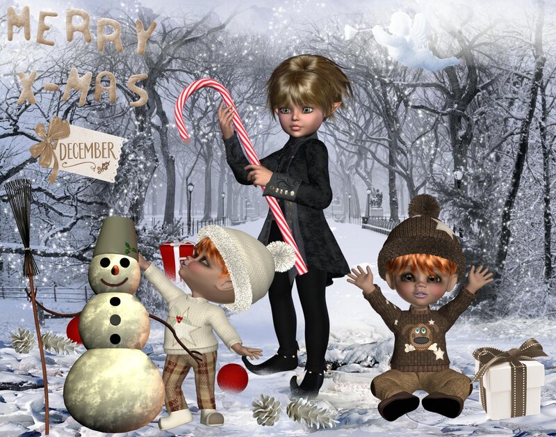 Three Children in Snow