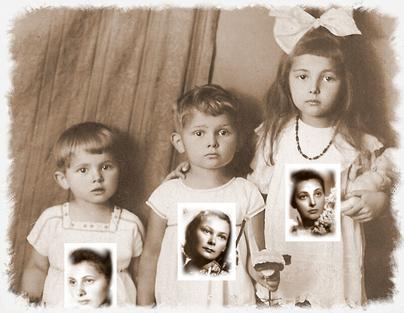 Three Children in Vintage Photo