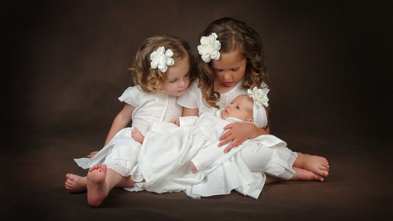 Three Children in White — Serene