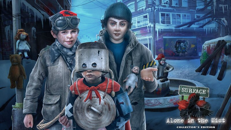 Three Children in Winter — Blue
