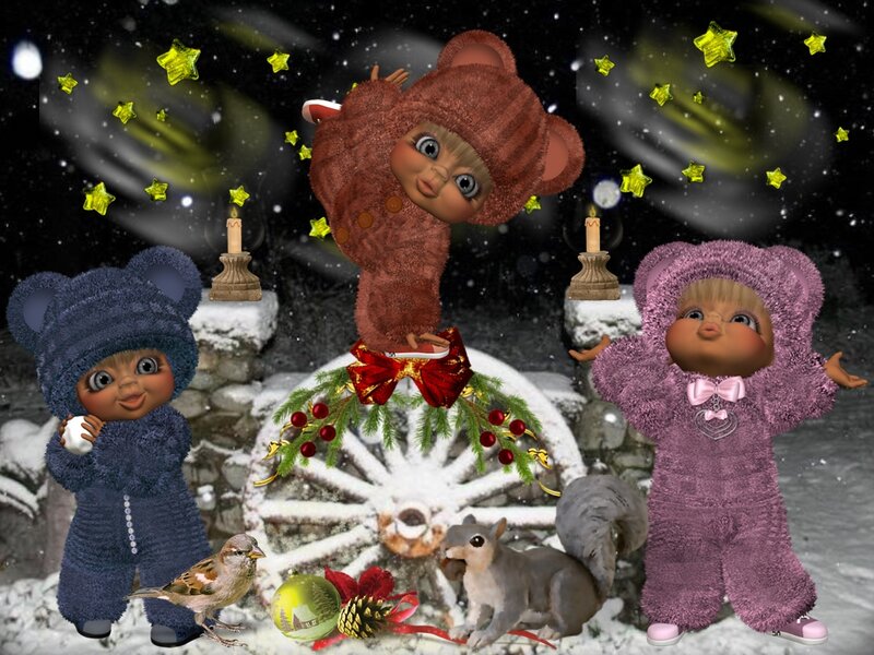 Three Children in Winter Suits