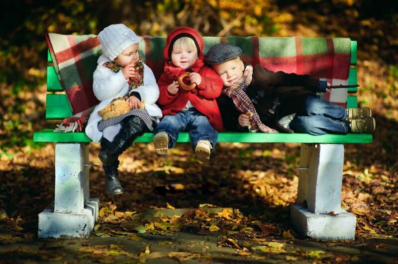 Three Children on Bench
