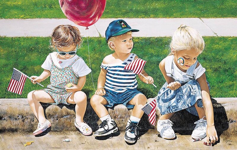 Three Children on Curb