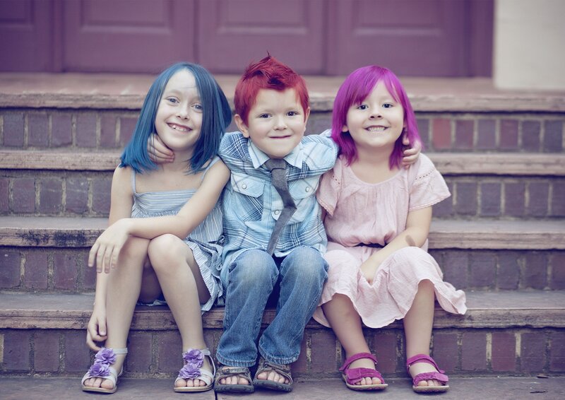 Three Children on Steps