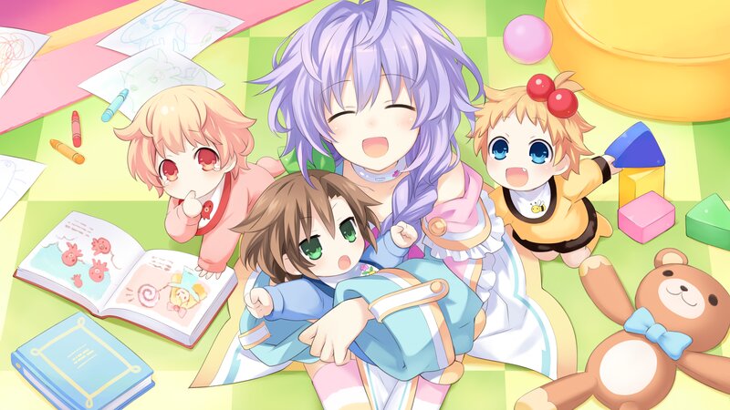 Three Children Playing — Purple