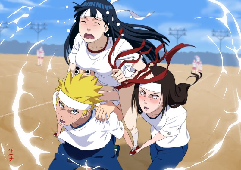 Three Children Running — Blue