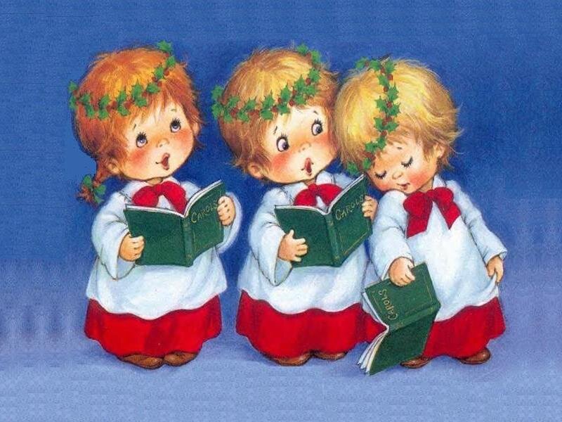 Three Children Singing Carols