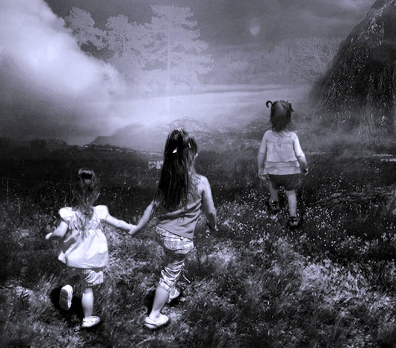 Three Children Walking