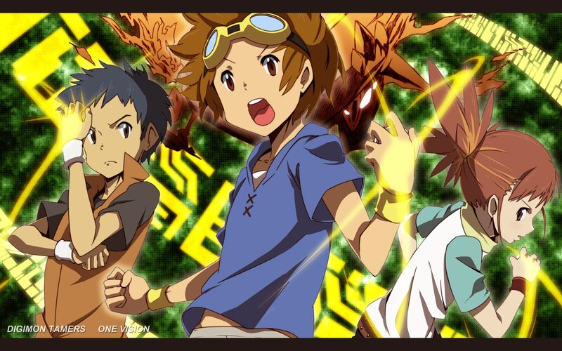 Three Children with Digimon