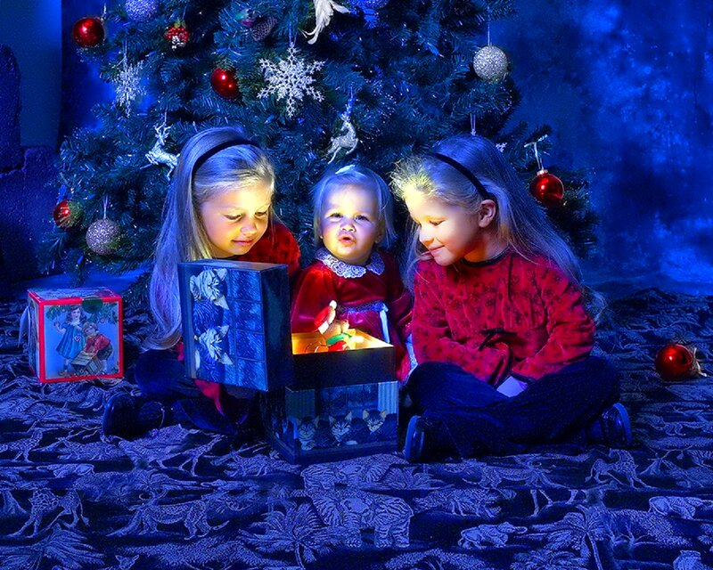 Three Children with Gift