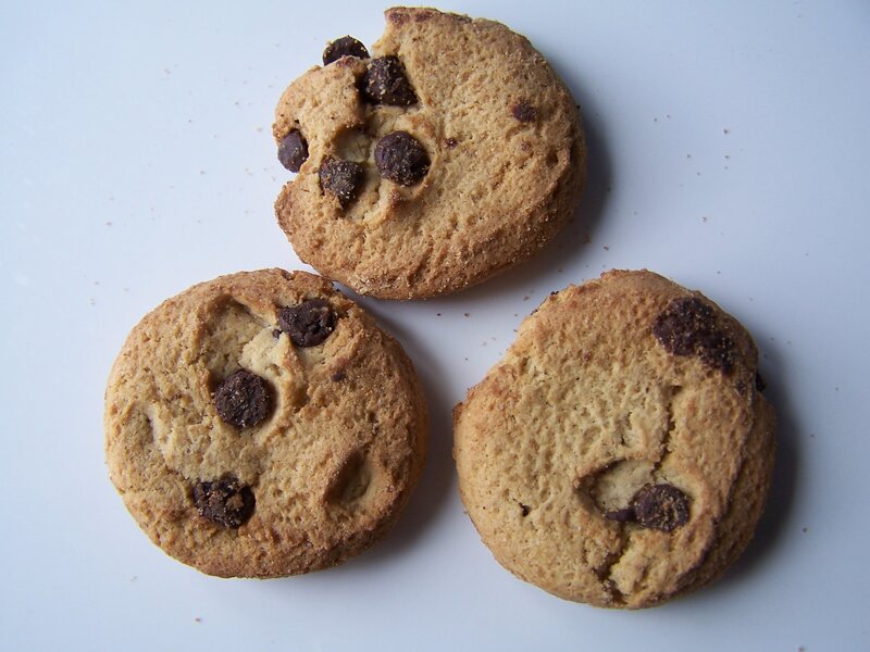 Three chocolate chip cookies